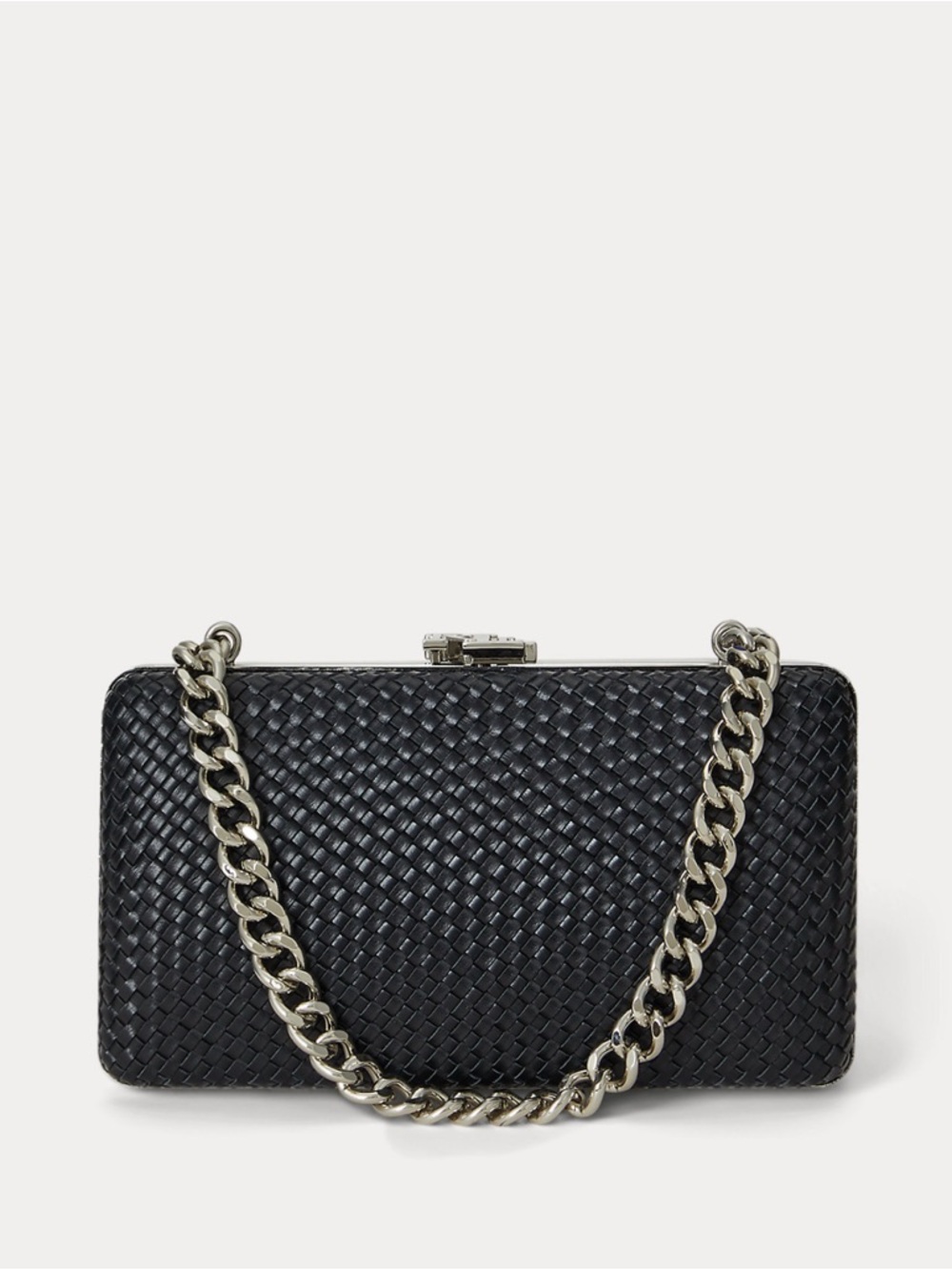 Lauren Ralph Lauren Black Woven Chain-Handle Clutch